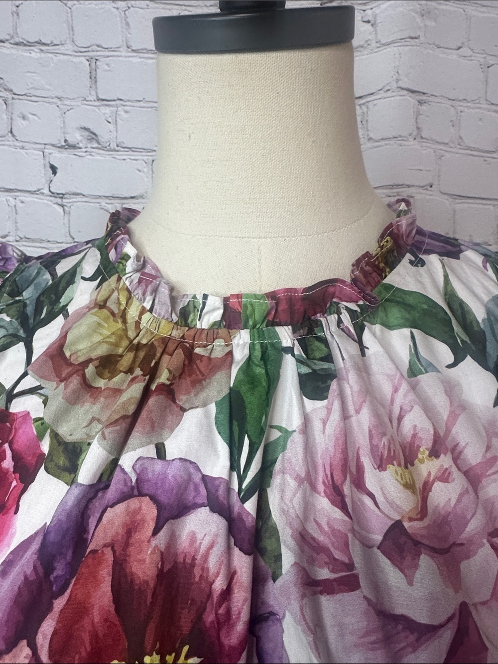 Aura Tiered Floral Print Ruffle Sleeve Dress 100% Cotton Size XL - Picture 7 of 11